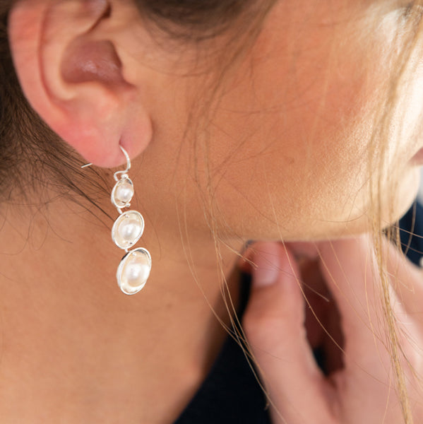 Triple Drop Pearl Earrings